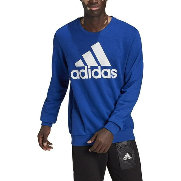 adidas Men's Essentials Big Logo Sweatshirt, Team Royal Blue/White, Medium