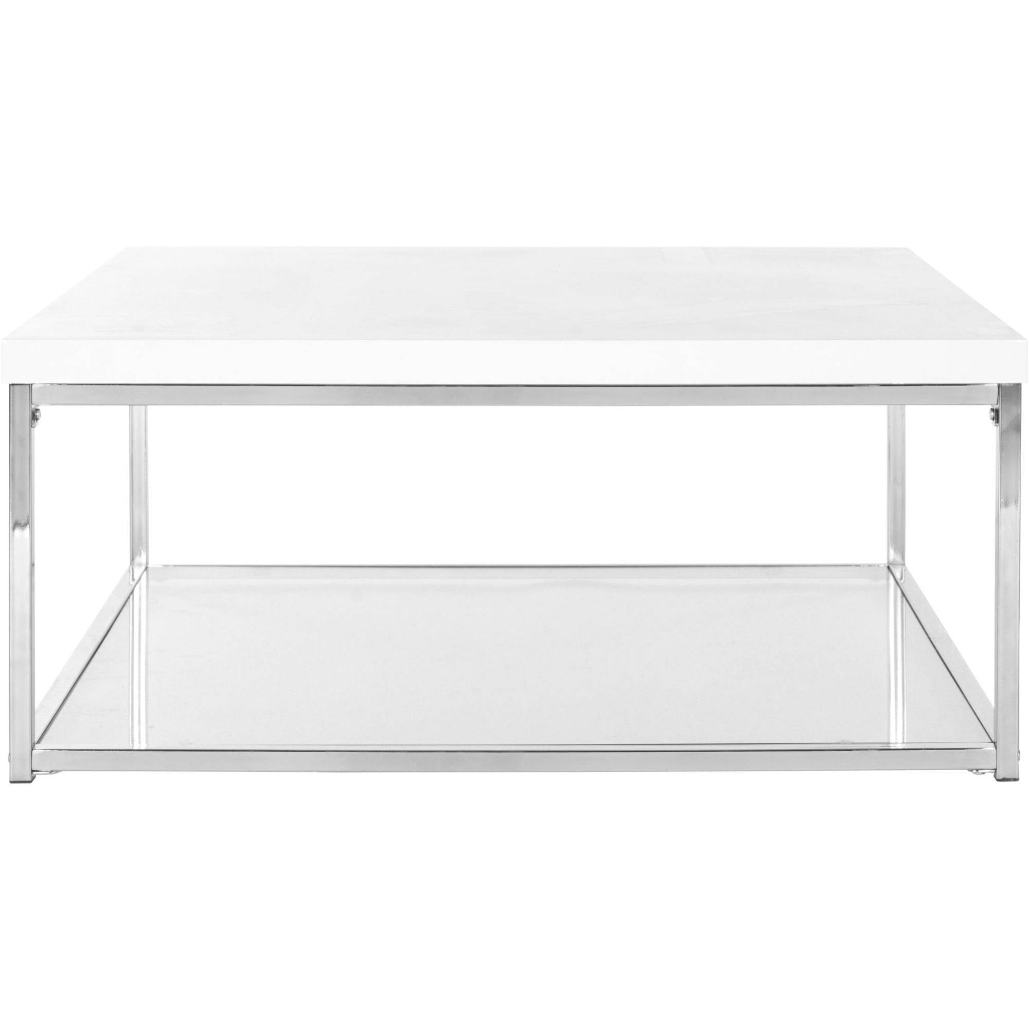 SAFAVIEH Malone Modern Glam Chrome High Gloss Coffee Table, White/Chrome
