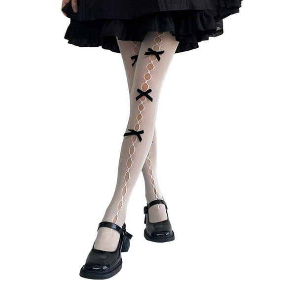 Bovemsi Tights for Women Lolita With Bows Cute Mesh Halloween Stockings 80S 90S Female Girls Gothic Lace Leggings Black Tights