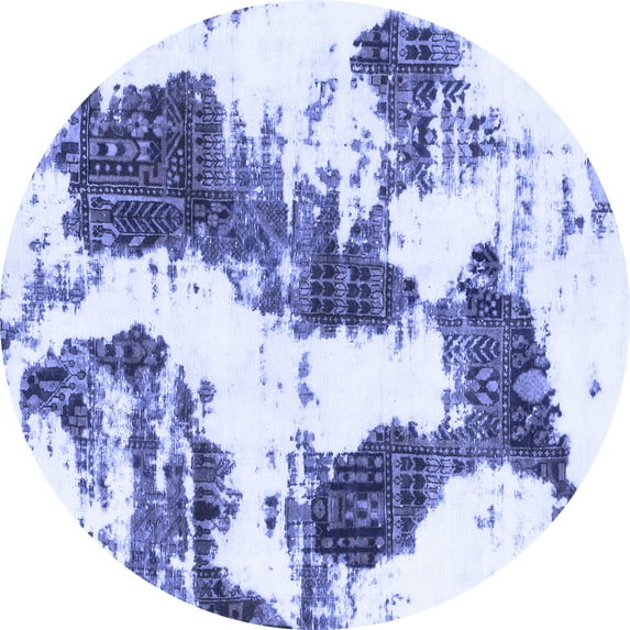 Ahgly Company Indoor Round Abstract Blue Modern Area Rugs, 5' Round
