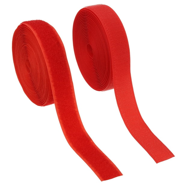 Uxcell Cinta de gancho y bucle para coser, tiras de sujetador de nylon no adhesivas de 5 yardas, roja