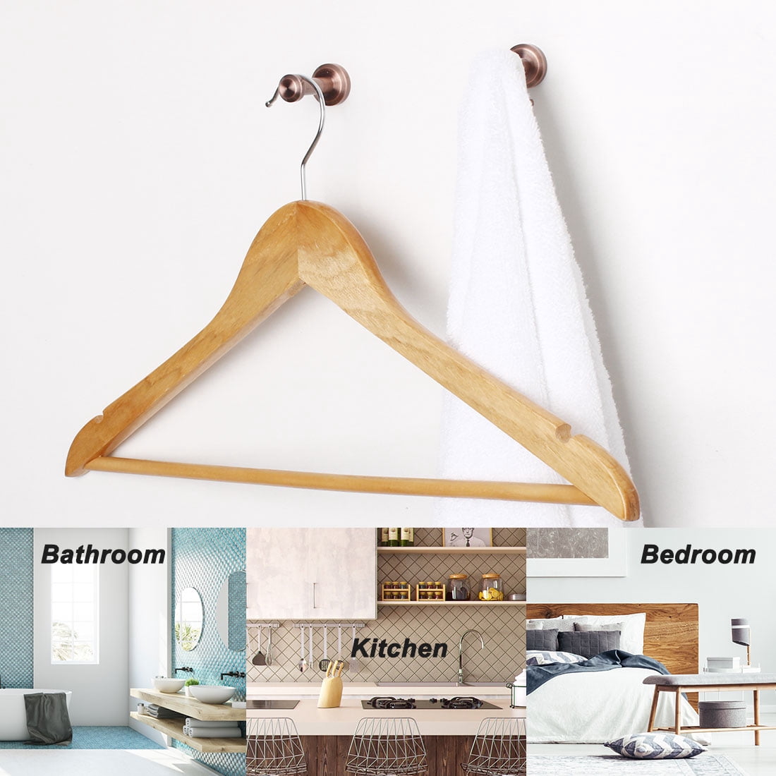 Unique Bargains 2pcs Copper Wall Mounted Hooks for Coats and Towels with Screws