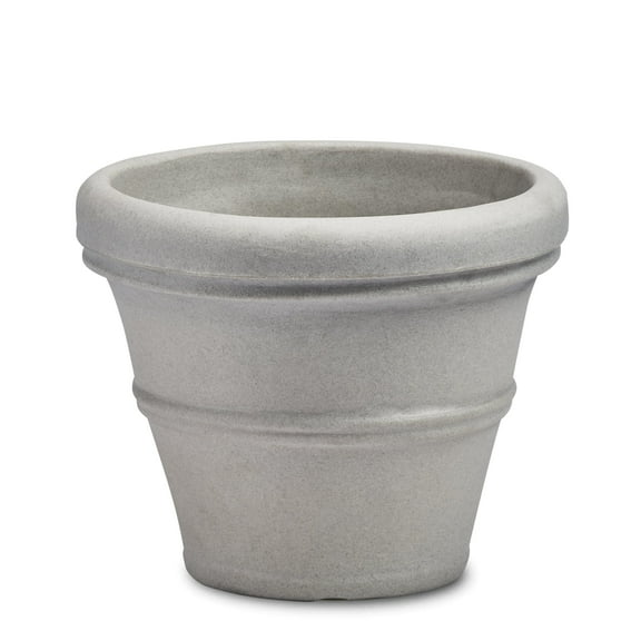 Crescent Garden Brunello, Classic Rolled-Rim Planter, 14" (Weathered Concrete)