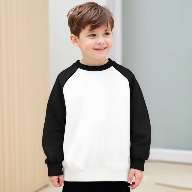 WENXIAOO Chandail en Molleton Fille Manches Longues Col Rond Chandail-Over Vêtements d'Hiver Garçon 6-7 Ans