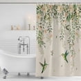 thumbnail image 2 of Watercolor Floral Shower Curtain Set - 72" x 78" Washable Bathtub Curtain with 12 Hooks, Spring Flowers Birds Plants Country Beige Waterproof Fabric Stall Shower Curtains for Bathroom/Bathtub Décor, 2 of 6