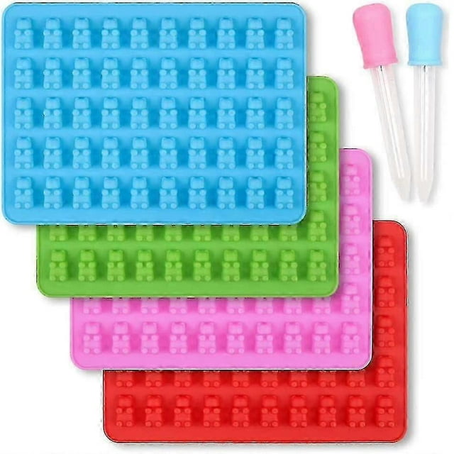 4pcs Silicone Gummy Bear Mould With 2 Droppers High Quality