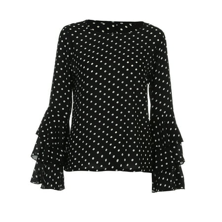 

Pianpianzi Nylon Pajama Tops Blouse Women Dressy Short Sleeve Shirts plus Size Women Bell Blouse Casual Sleeve Ladies Fashion Dot Polka Loose Tops Shirt Women s Women s Blouse