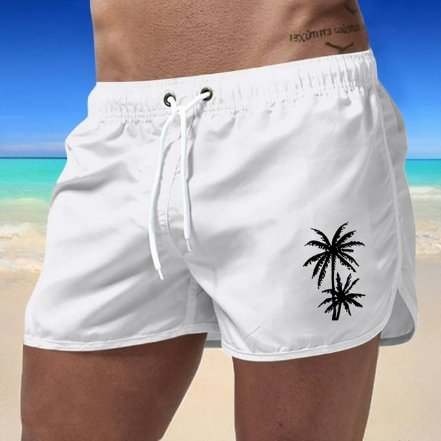 Stylish Men's Board Shorts for Beach Sports Travel Polyester Coconut Tree Design for Active Leisure Wear