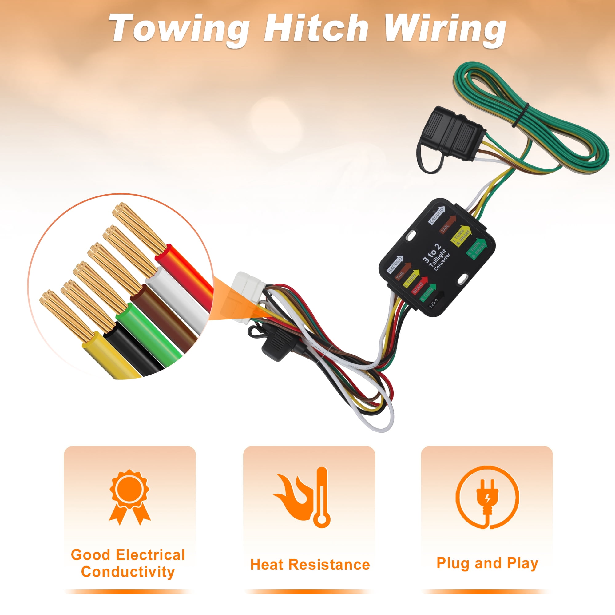 Unique Bargains 4-Way Flat Trailer Wiring Harness Kit for Acura MDX 2007-2013