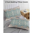thumbnail image 3 of Teal Pink Geometric Pillow Covers Queen Size 2 Pack, Vintage Floral Watercolor Boho Soft Bed Throw Pillowcases Breathable Cooling Long Lumbar Body Pillow Sham Cover for Bed Sofa 20''x30'', 3 of 7