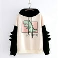 thumbnail image 2 of Sudadera de dinosaurio para mujer, camisetas de empalme de manga larga, sudaderas con capucha bonitas de dibujos animados, jersey informal para adolescentes y niñas Fokelyi WMZL-2134-24, 2 of 4