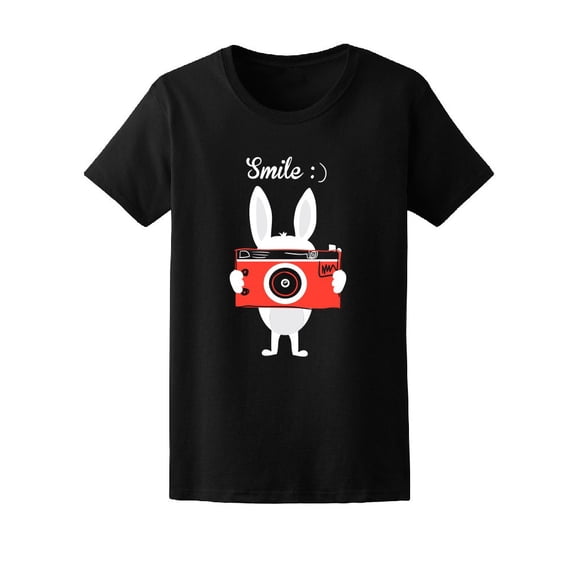 Cute Rabbit With Camera, Smile Tee Women's -Image by Shutterstock