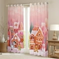 thumbnail image 2 of Manfei Xmas Gingerbread House Blackout Curtains Set of 2 (52x84 Each),Cute Cartoon Snowman Window Curtains,Pink Brown White Curtains and Drapes For Kids Gitl,Ultra Soft Home Decor, 2 of 6