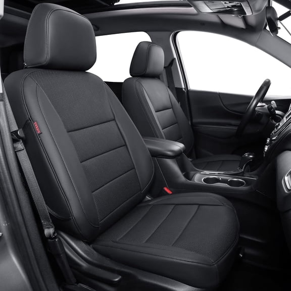 Coverdream Custom Fit Equinox Car Seat Covers for Chevy Equinox Premier, LS, LT, L, RS 2018-2024-Breathable Leather Auto Seat Covers (Full Set,Black)