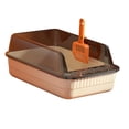 thumbnail image 2 of Cat Litter Tray Open Top High Sides Semi Enclosed Space Saving Sturdy Beige, 2 of 8