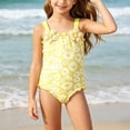 thumbnail image 3 of REDARER Girls Daisy Print One-Piece Swimsuit, Ruffle Bathing Suit with 3D Flower Accents,24-36 Months, 3 of 4