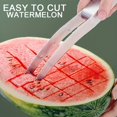 thumbnail image 4 of 3pcs, Watermelon Slicer, Creative Watermelon Cutter, Stainless Steel Watermelon Divider, Reusable Watermelon Slicer With 2 Forks, Fruit Divider, Kitchen Gadgets, Kitchen Supplies, Kitchen Stuff, 4 of 4