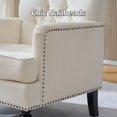 thumbnail image 3 of HomePerch Upholstered Tufted Accent Chair, Mid-Century Modern Button-Tufted Armchair with Studded Trim, Linen Fabric Reading Chair for Bedroom or Living Room, Beige, 3 of 11