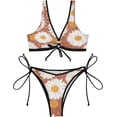 thumbnail image 2 of Dreamtimes Exotic Flowers Bikinis Swimsuit Set for Women Swimwear Triangle Bathing Suit Tie String Thong, Medium, 2 of 7