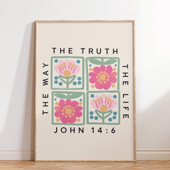 Christian Flower Boho Wall Art, John Bible Verse, Floral Scripture Art, Christian Poster, Religious Poster, Wall Decor, Wall Art, Modern Wall Decor, 8x12 UNFRAMED