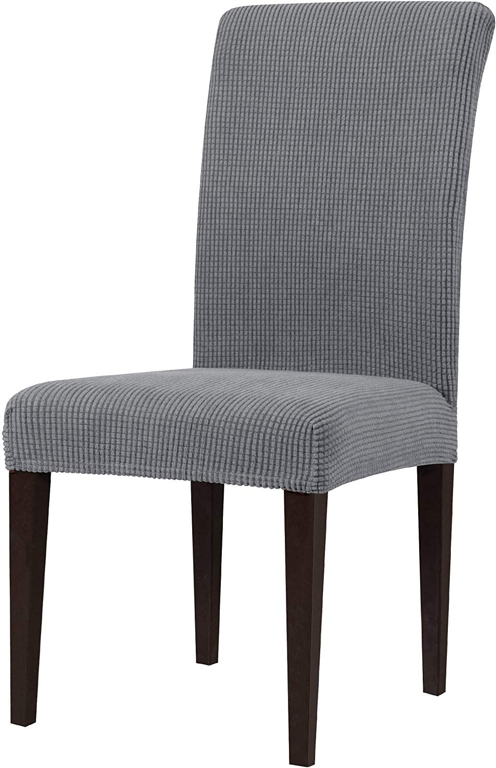 Subrtex Stretch Textured Grid Dining Chair Slipcover (Set of 2, Light Gray)