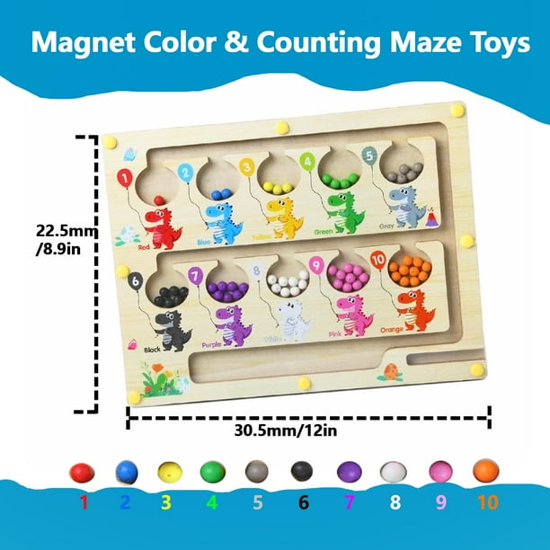 Goviox Laberinto Magnético De Colores Y Números, Juego Educativo De Madera Para Niños De 2 A 4 Años, Clasificación Y Conteo