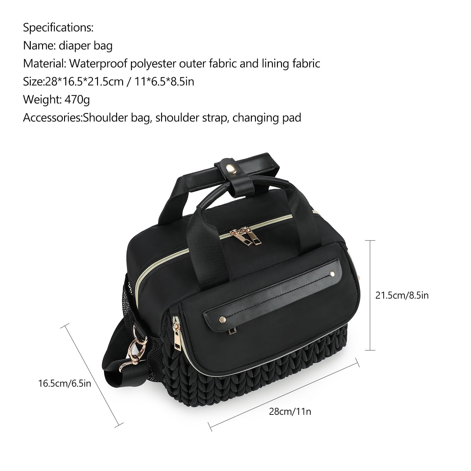 Sunyuer Diaper Bag Tote, Quilted Multifunction Waterproof Hospital Bag for Labor Delivery, Travel Large Capacity Diaper Tote