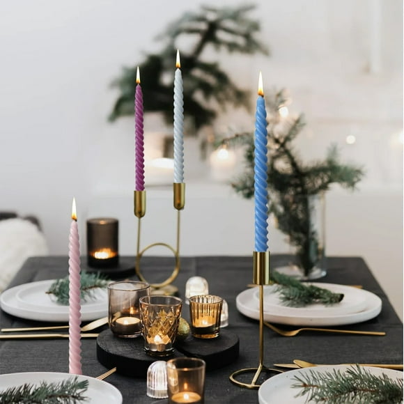 Fiudx Juego de Velas Largas, Elegantes Velas Cónicas Multicolores, Elegantes Accesorios de Decoración para El Hogar, Ideales para Bodas y Fiestas, Crean Ambiente y Relajación, Ideales para Ocasiones
