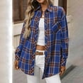 thumbnail image 6 of vigerkar Womens Regular-Fit Long-Sleeve Lightweight Plaid Flannel Shirt (Blue, M), 6 of 6