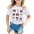 thumbnail image 3 of FASHOFT Girls Shirts Academy Style Graphic Print Crew Neck Short Sleeve Soft Sweet Trendy Kids Leisure Tops Girls Summer Tops White 5-6 Years, 3 of 5