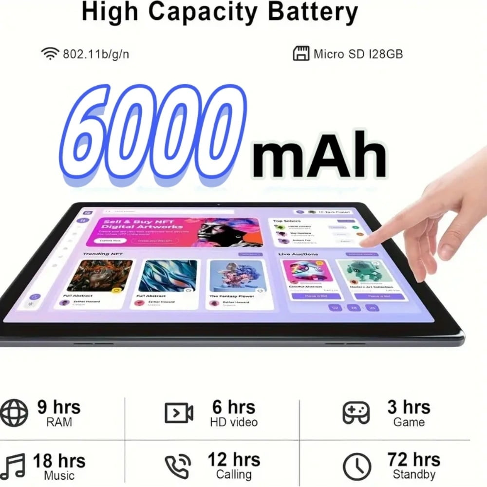 Tablets 10.1 inch Android 13 Tablet Newest, 64GB ROM 1TB Expand, Quad-Core Processor Tablet, 6000mAh Battery, Dual Camera, Wifi, 1280x 800 IPS Tablet PC (Blue)