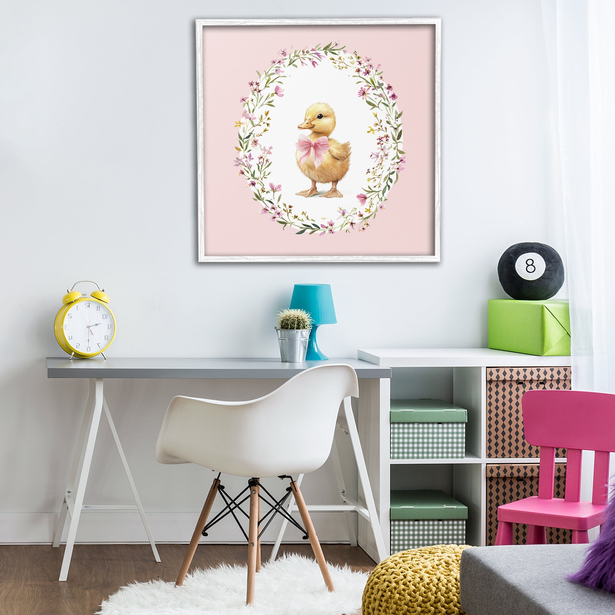 Stupell Industries Blush Pink Duckling White Framed Giclee Art, design by Christine Simpson Art
