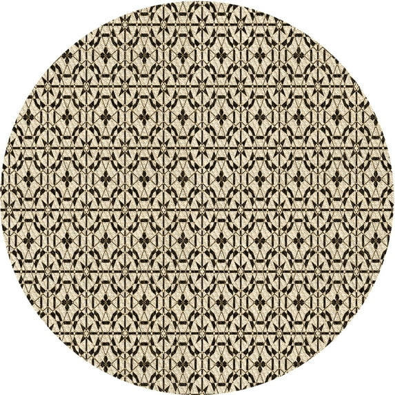 Ahgly Company Machine Washable Indoor Round Transitional Vanilla Gold Area Rugs, 5' Round