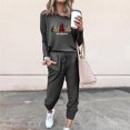 thumbnail image 2 of Spring Savings Clearance under 10.00 LYXSSBYX Womens Long Sleeve Tops Hot Sale Clearance Women's Christmas Print Long Sleeve O-neck Sport Pullover Leisure Crop Tops + Pants Set, 2 of 5