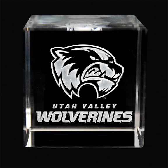 Utah Valley Wolverines Crystal Cube | K9 Crystal | Home Decor