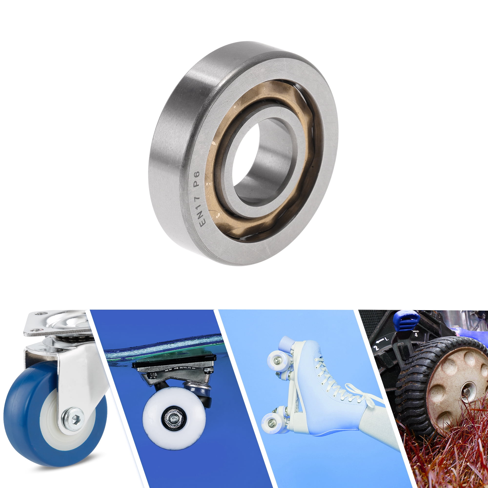 Unique Bargains EN17 Deep Groove Ball Bearings 17x44x11mm P6 Open Type Lubricated Bearings 1 Pc Car Scooter Skateboard Wheel Universal Silver Tone Gold Tone