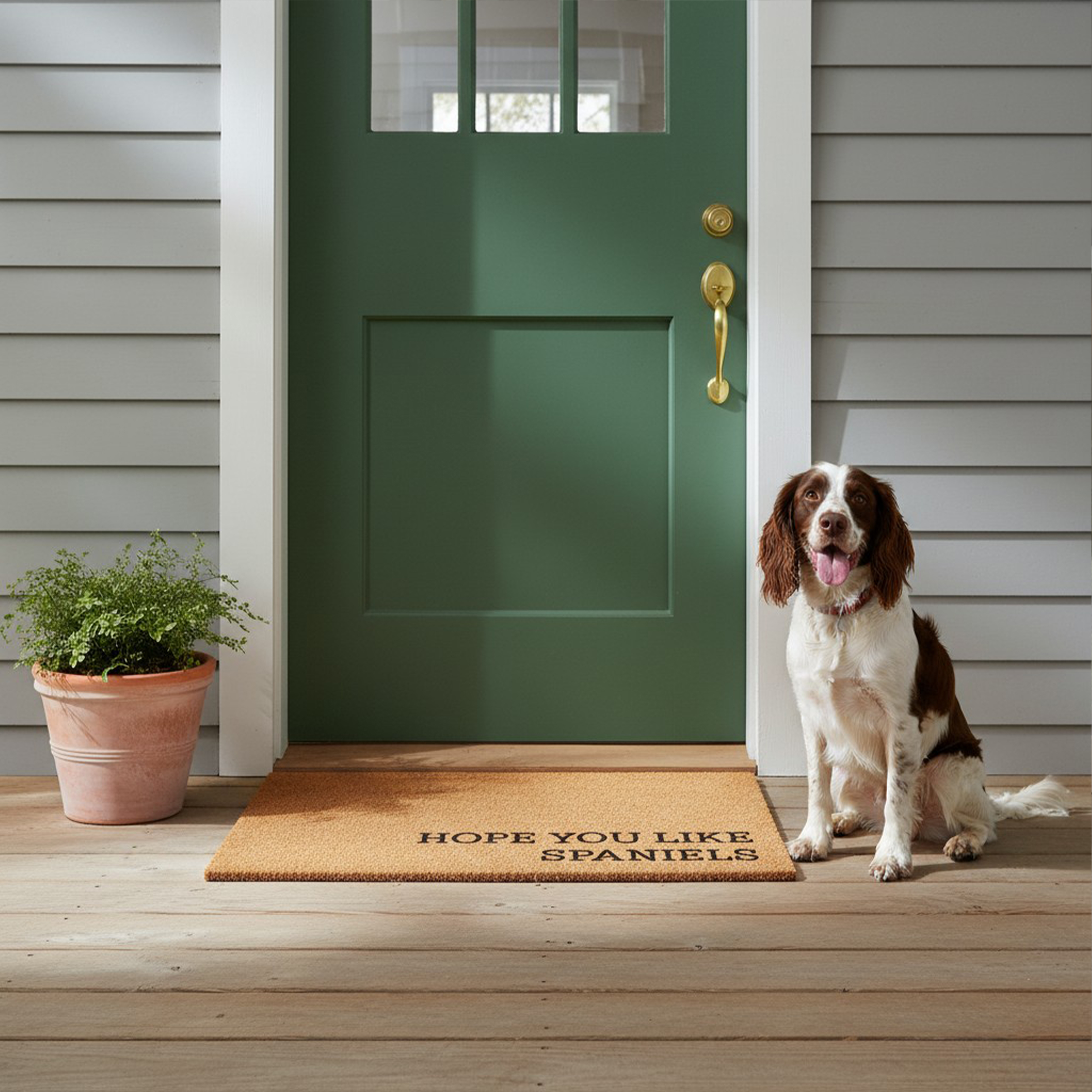 Hope You Like Spaniels Non Slip Vinyl Backing, Front Door Mat, Entryway Door Mat, 17"x29"