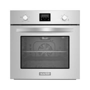 Empava 24-inch 2.3 cu. Ft. Single Propane Gas Wall Oven - Bake Broil Rotisserie Functions with Mechanical Controls - Built-in Timer - Convection Fan in Stainless Steel