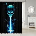 thumbnail image 2 of Manfei Cartoon Alien Shower Curtain 72Wx72L,Celestial Deep Space Galaxies Bathroom Curtain,Black Blue, 2 of 5