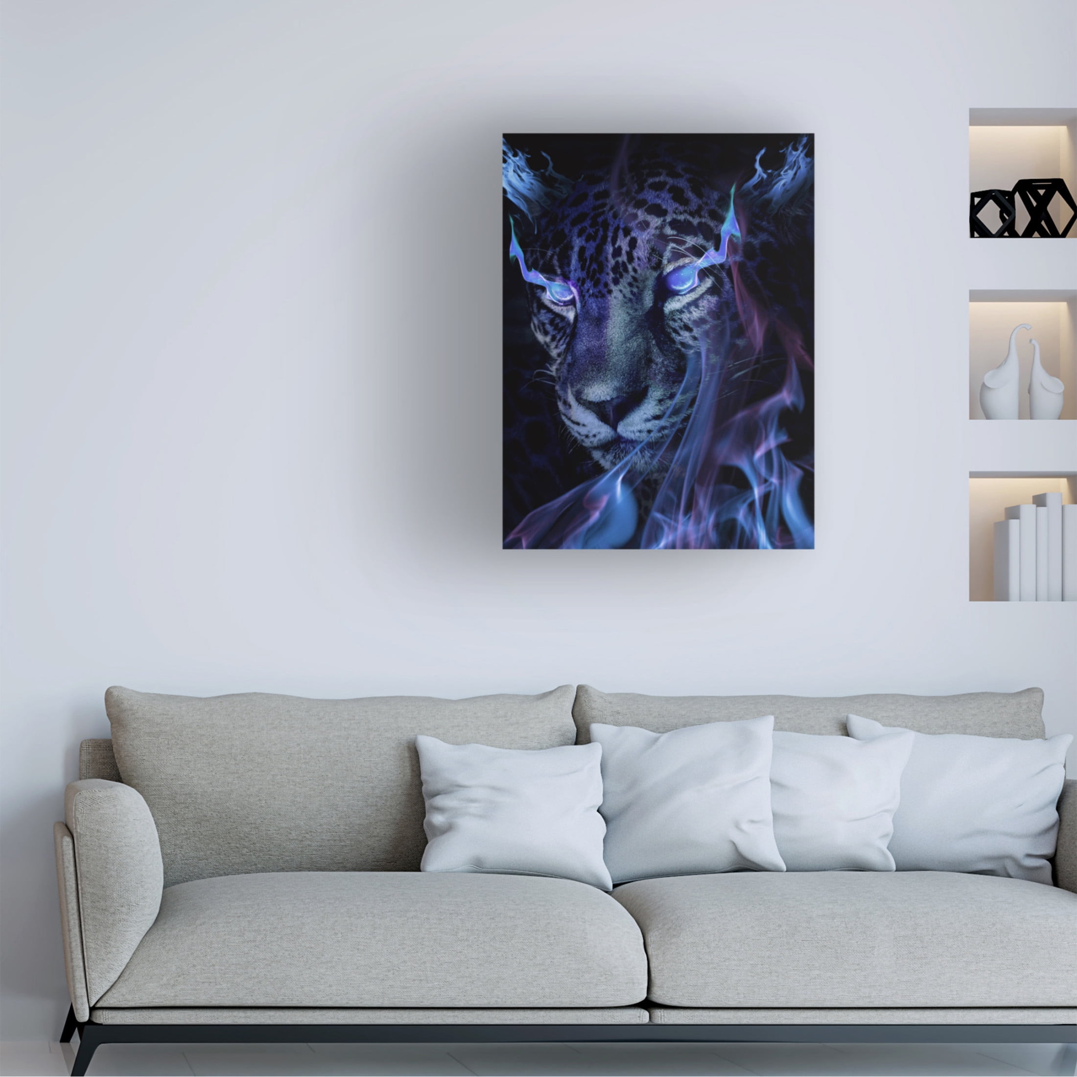 Canvas Wall Art - Al Barizi 'Mystical Tiger Darkness' Wall Art for Living Room, Bedroom, or Office D?cor by Trademark Fine Art - 35 x 47 Inches