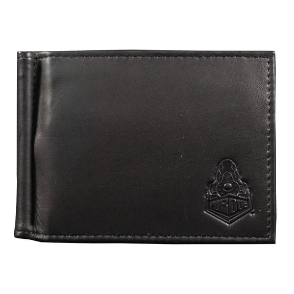 Purdue Boilermaker's Genuine Black Leather Money Clip Wallet RFID Blocking