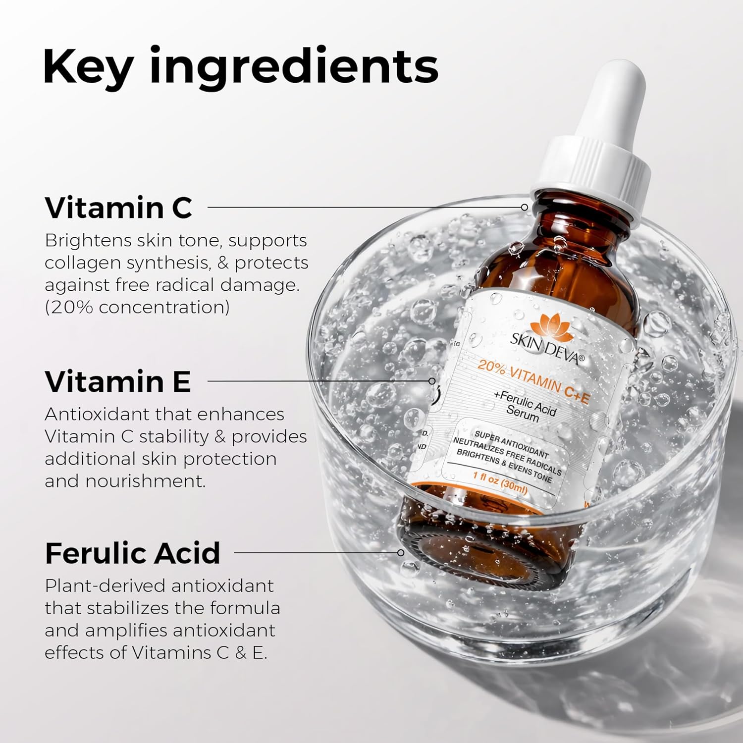 Skin Deva 20% Vitamin C Face Serum With Hyaluronic Acid, 1 fl oz photo 5