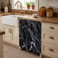 thumbnail image 3 of Black Marble Cabinet Curtains 35"W x 35"L, Vintage Minimalism White Abstract Texture Sink Skirt for Bathroom Vanity Kitchen Self Adhesive, Dust-Proof Privacy Curtain for Shelves Closet Laundry Pantry, 3 of 9