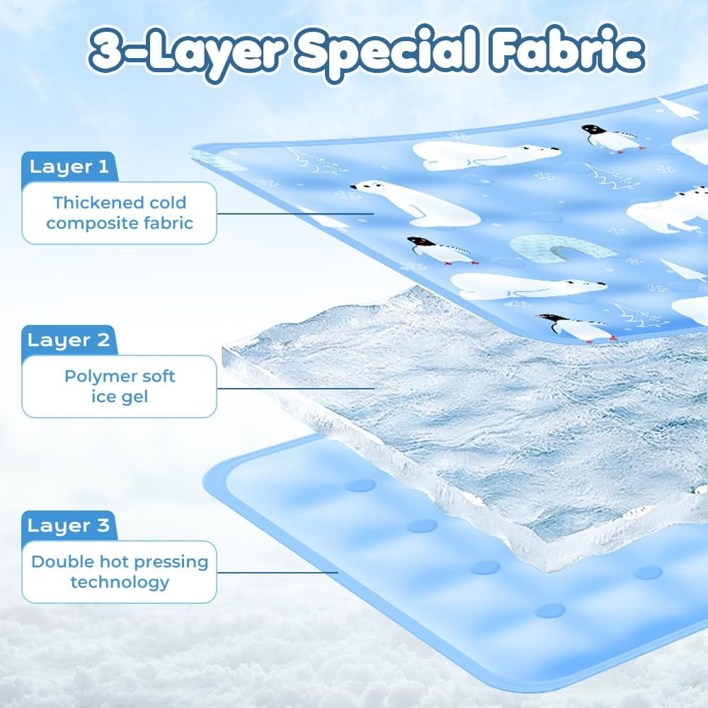 120*70cm Dog Cooling Mat, 2026 New Summer Pet Mats, Portable Pet Cooling Pad for Travel, Washable Gel Coolings Mat for Dogs and Cats Indoor Outdoor, Reusable Chill Pad Suitable for All Pets
