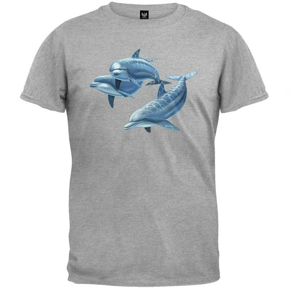 3DT - Three Dolphins Heather Gray T-Shirt - Large
