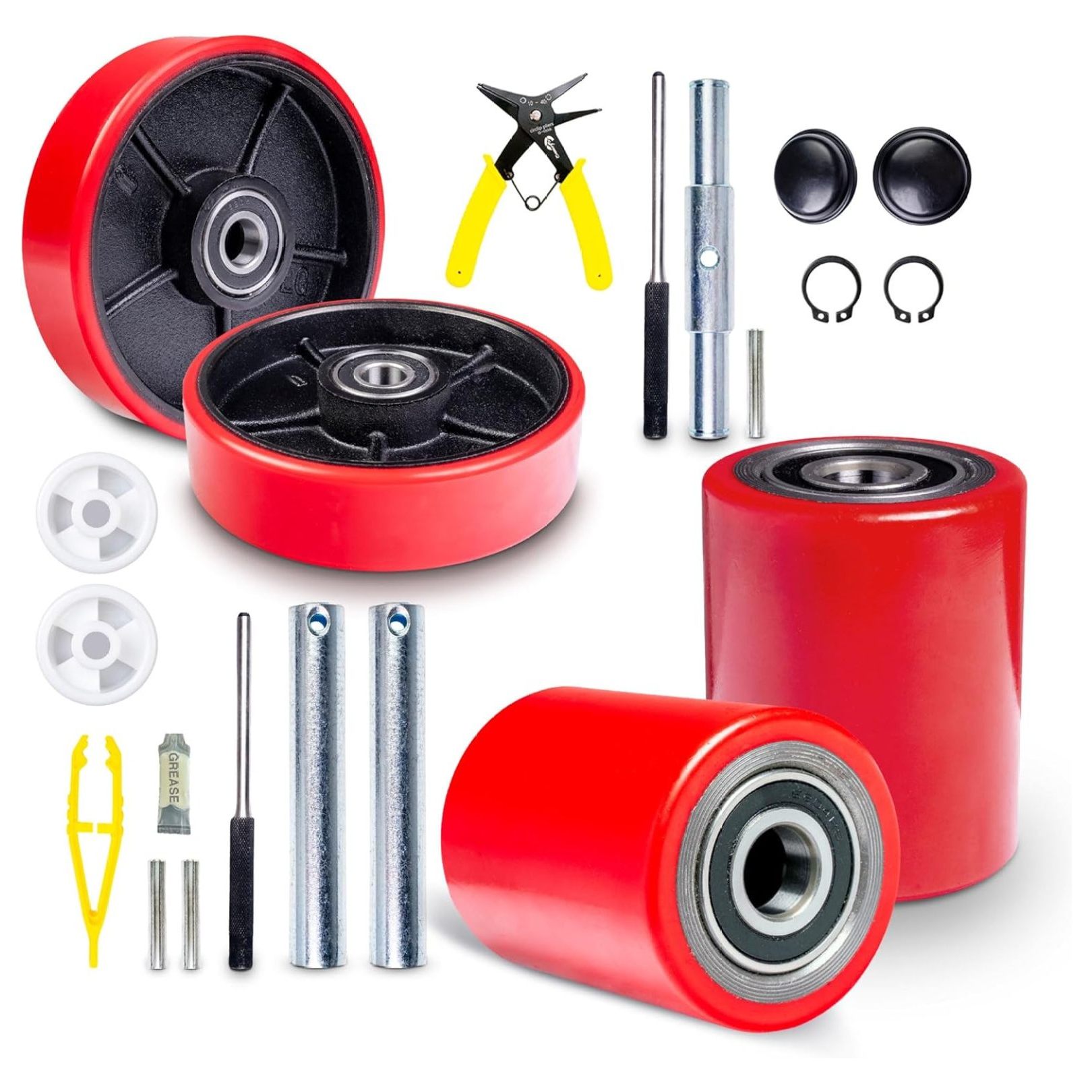 Pallet Jack Steer Wheels With Bearings Poly Tread - A Pair - View #11