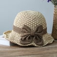 thumbnail image 5 of Beach Bucket Hat for Women Ladies Wide Brim Summer Straw Sun Hat UPF50+ Foldable Travel Cap UV Sun Protection Hat with Ruffled Bow, 5 of 6