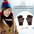 thumbnail image 2 of Guantes de calefacción BRILLAR 1 par 5V USB invierno cálido medio dedo mitones café, 2 of 10