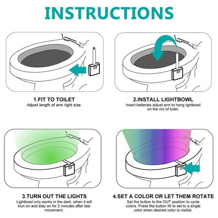 

BYDOT Toilet Bowl Bathroom Night LED Color Lamp Sensor Lights Motion Activated Light