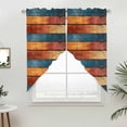 thumbnail image 5 of Farmhouse Orange Blue Yellow Kitchen Window Curtains, Swag Curtains Valance for Bedroom Living Room Bathroom, Vintage Wood Country Rod Pocket Window Treatment Curtain Block Drapes 2 Panels 36"x36", 5 of 9